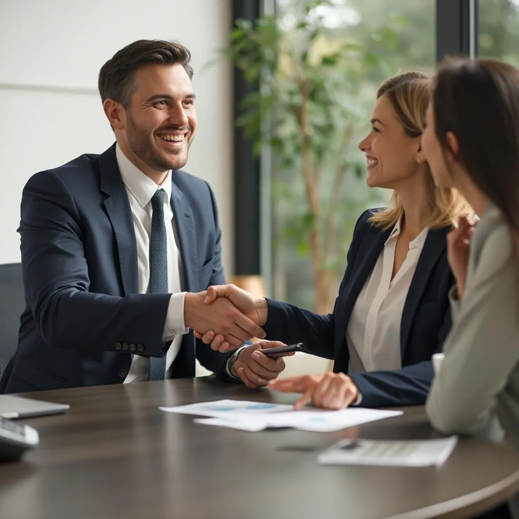 Cliente satisfecho con asesor financiero